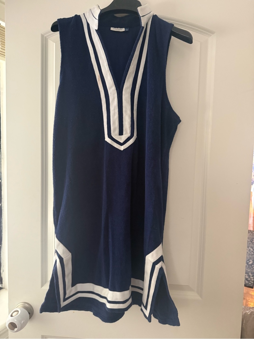 Cabana Life Navy and White Sleeveless V-Neck Tunic